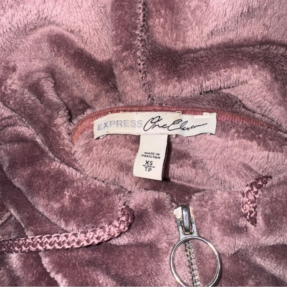 EXPRESS One Eleven dark purple fuzzy 3/4 zip hoodie